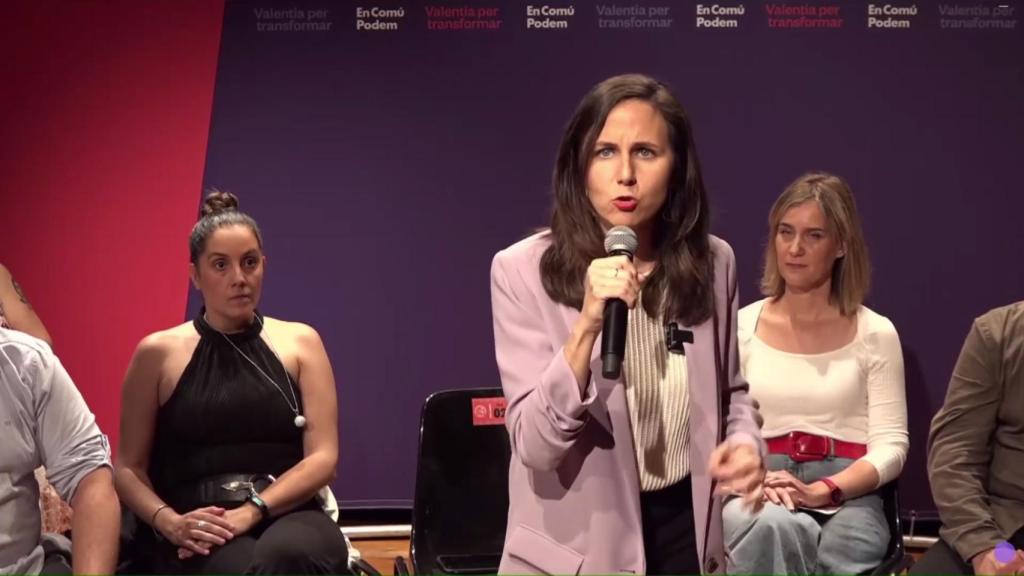 La ministra de Derechos Sociales y secretaria general de Podemos, Ione Belarra, este miércoles durante un mitin en Tarragona.