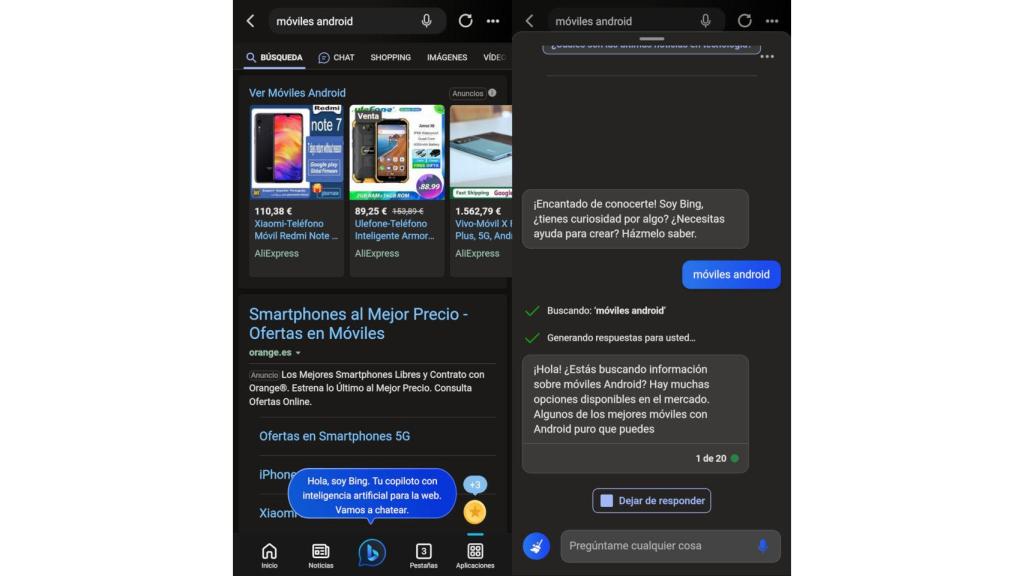Bing para Android ahora tiene Inteligencia Artificial para todos los usuarios
