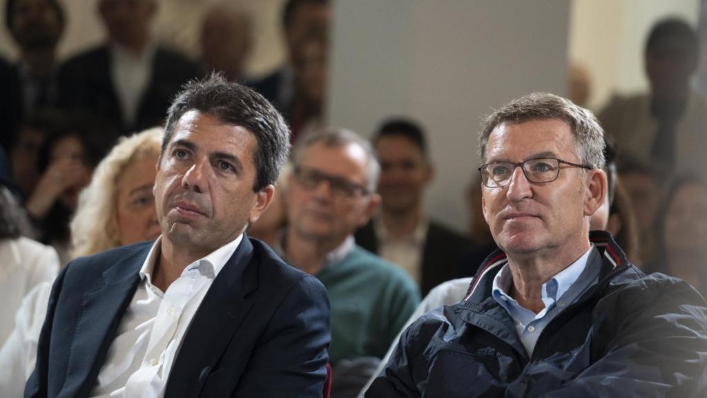 El president de la Generalitat Valenciana, Carlos Mazón (i) y el presidente del PP, Alberto Núñez Feijóo (d).