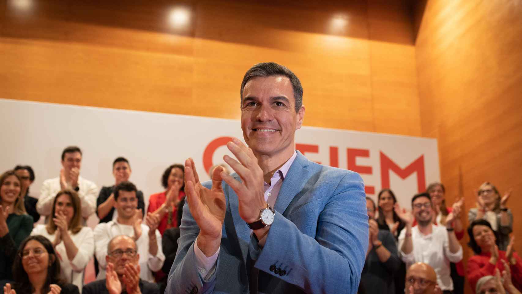 Pedro Sánchez este viernes en un mitin en Tarragona, el penúltimo de la campaña electoral.