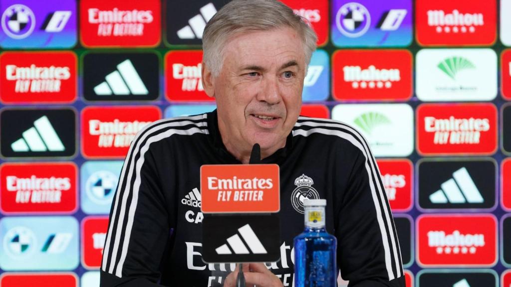 Ancelotti, durante la rueda de prensa previa al partido del Sevilla.