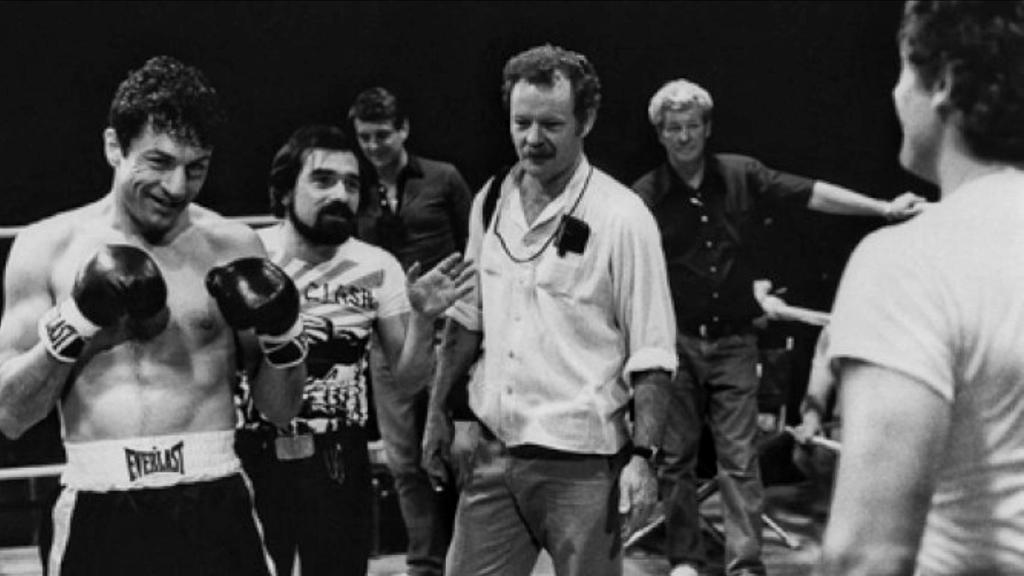 Robert de Niro, Martin Scorsese y Paul Schrader, en un momento del rodaje de 'Toro salvaje'