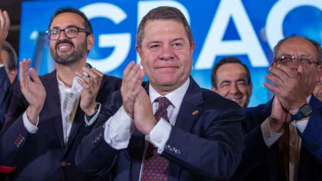 Emiliano García-Page celebrando la victoria electoral del 28-M.