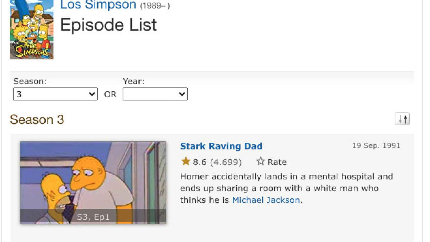 En el portal IMdB aparece enumerado 'Stark Raving Dad'.