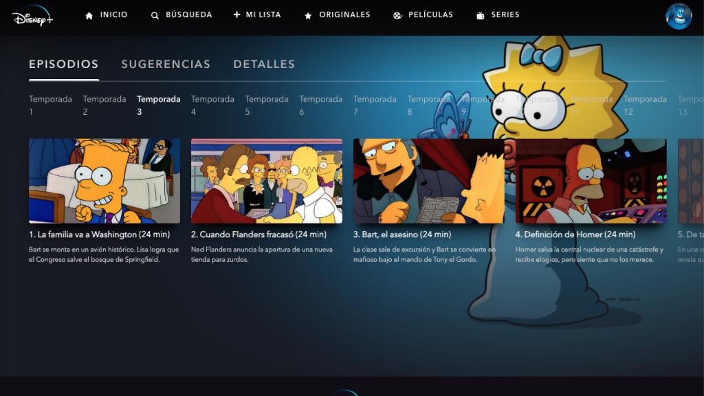 Captura de catálogo de Disney+, donde no aparece el episodio.