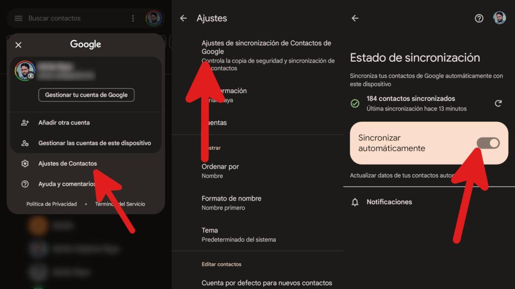 Cómo activar la sincronización de contactos de Google