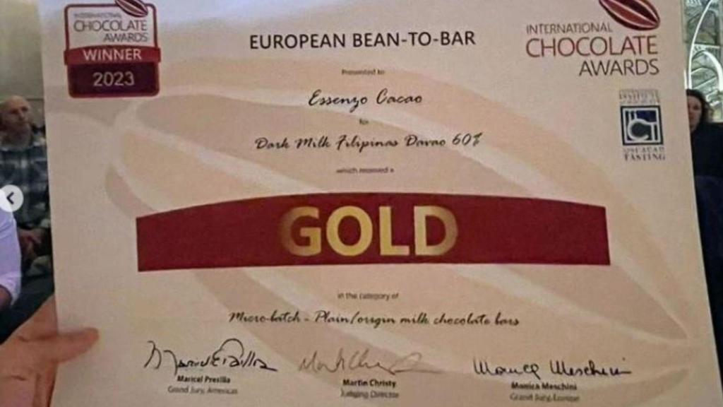 Essenzo, un chocolate hecho a mano en A Coruña, consigue una medalla de oro europea