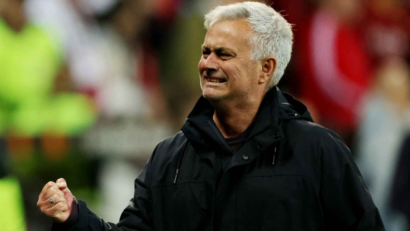 Mourinho celebra el pase a la final tras derrotar al Bayer Leverkusen.