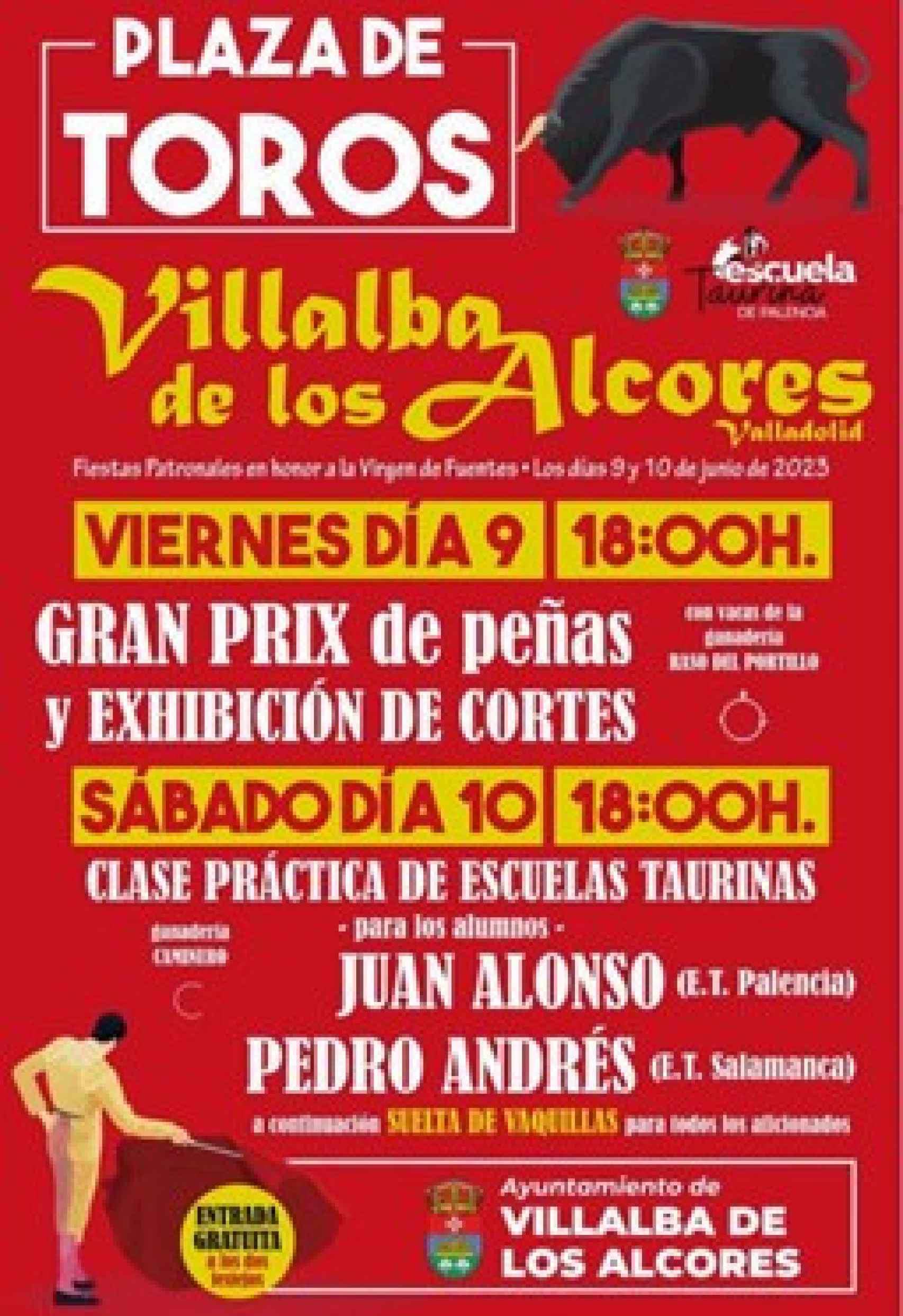Cartel taurino de las Fiestas Patronales en honor a la Virgen de Fuentes de Villalba de los Alcores, Valladolid