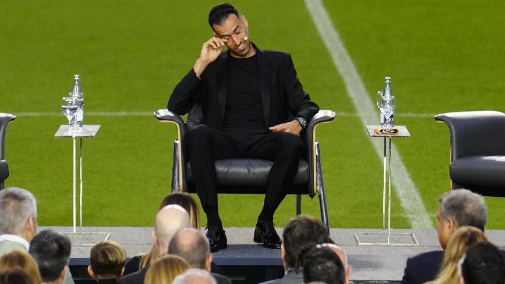 Sergio Busquets, durante su despedida en el Camp Nou.