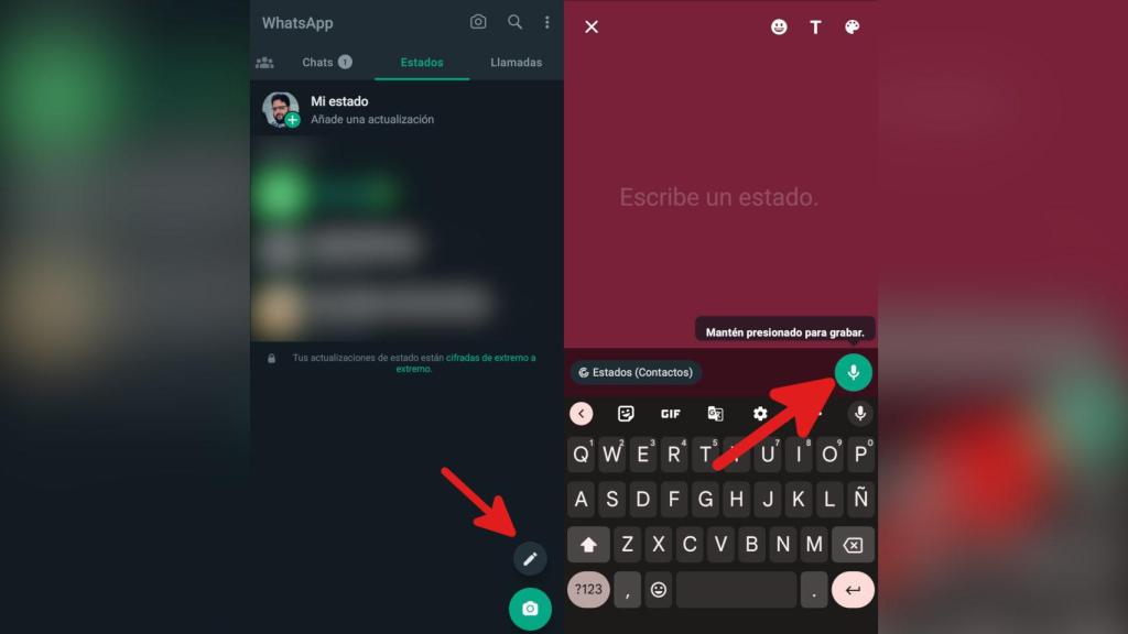 Cómo crear un estado de voz en WhatsApp