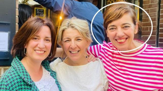 María Sánchez, de Valladolid Toma la Palabra, Yolanda Díaz y Marta Lois, presidenta de Sumar.