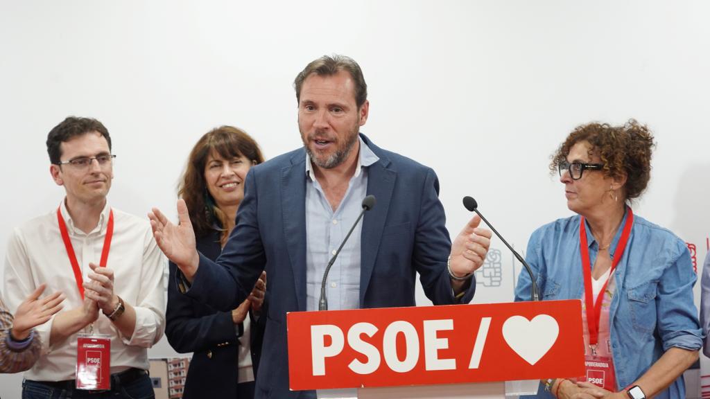 El alcalde de Valladolid, Óscar Puente, en la noche electoral del 28 de mayo.