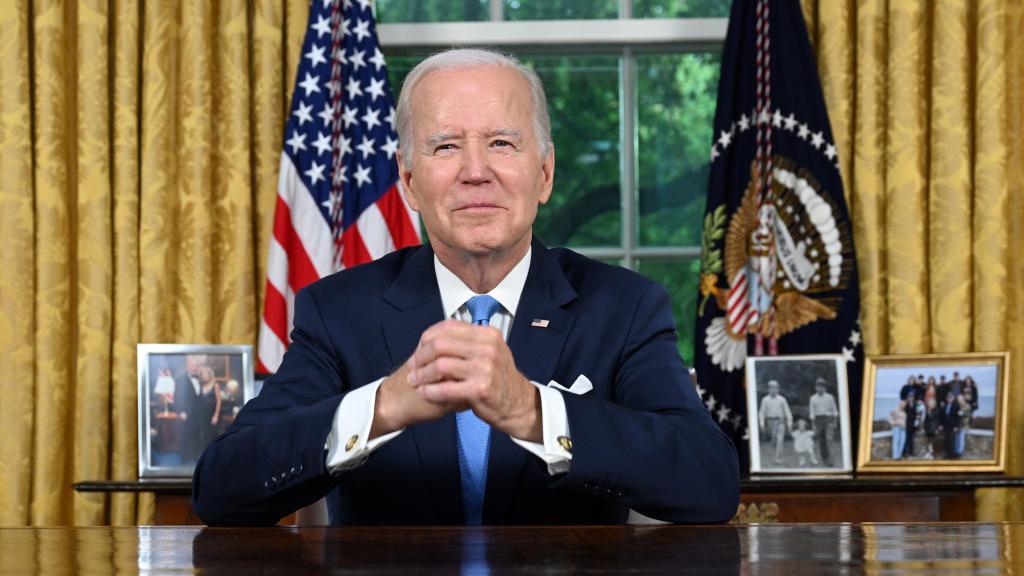 Joe Biden durante su discurso sobre el techo de deuda televisado este viernes.
