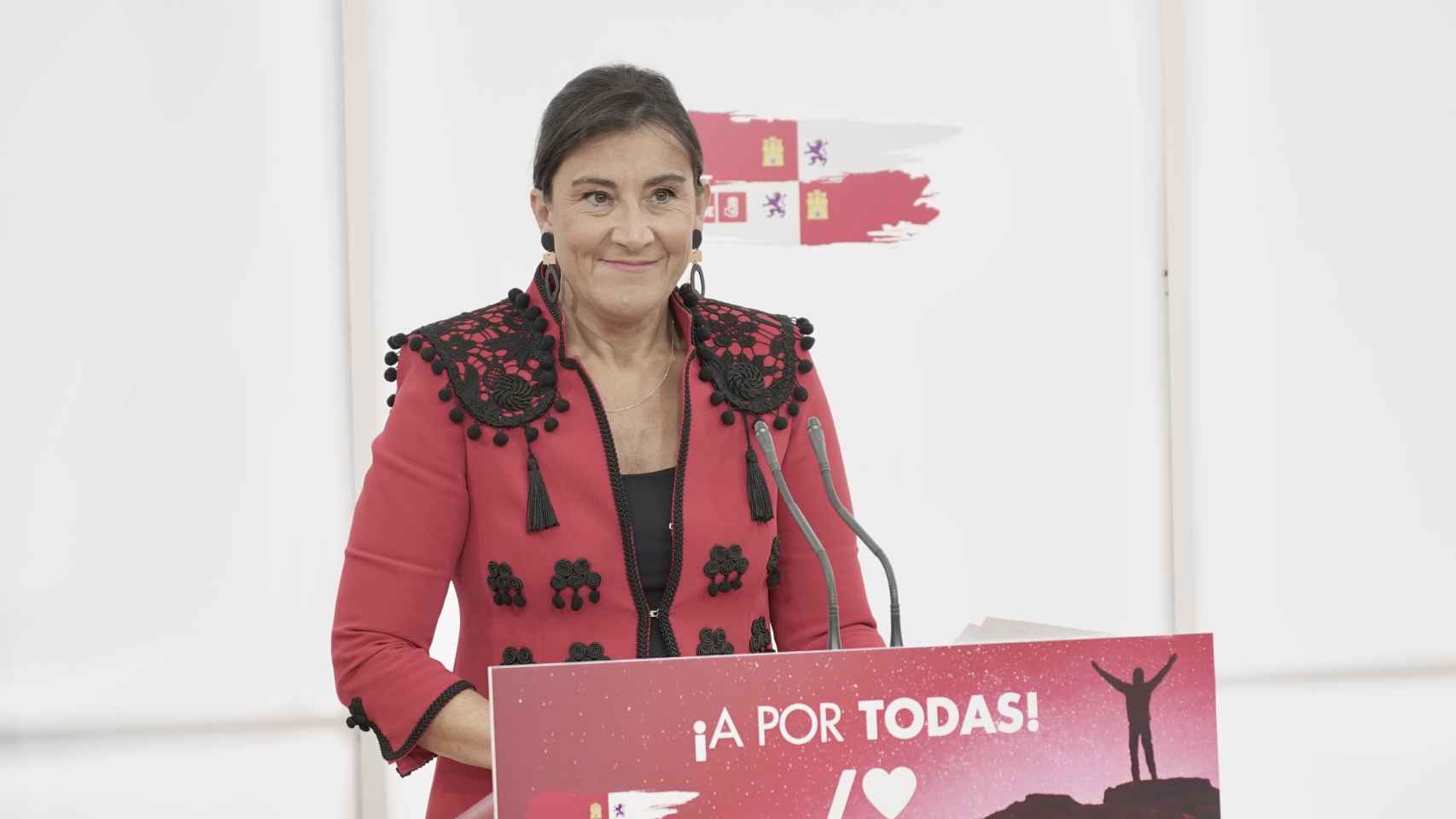 La secretaria de organización del PSCyL, Ana Sánchez, durante la rueda de prensa de este lunes.