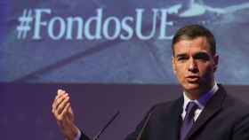 El presidente del Gobierno, Pedro Sánchez, inaugura la III edición del foro Fondos Europeos de elDiario.es, este lunes, en Madrid.