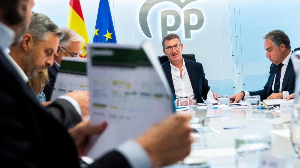 Alberto Núñez Feijóo, líder del PP, este lunes durante el comité de dirección de su partido.