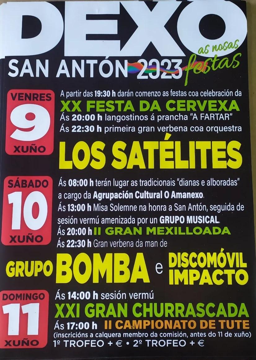 Cartel de las fiestas de San Antón en Dexo (Concello de Oleiros).