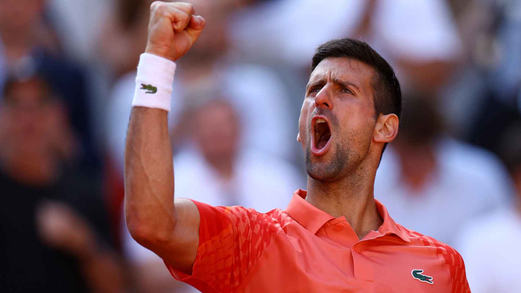 Djokovic celebra su victoria frente a Khachanov.