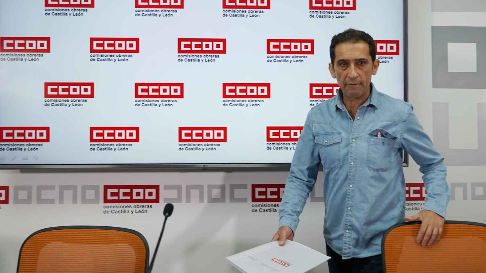 El secretario general de CCOO CyL, Vicente Andrés, durante su rueda de prensa