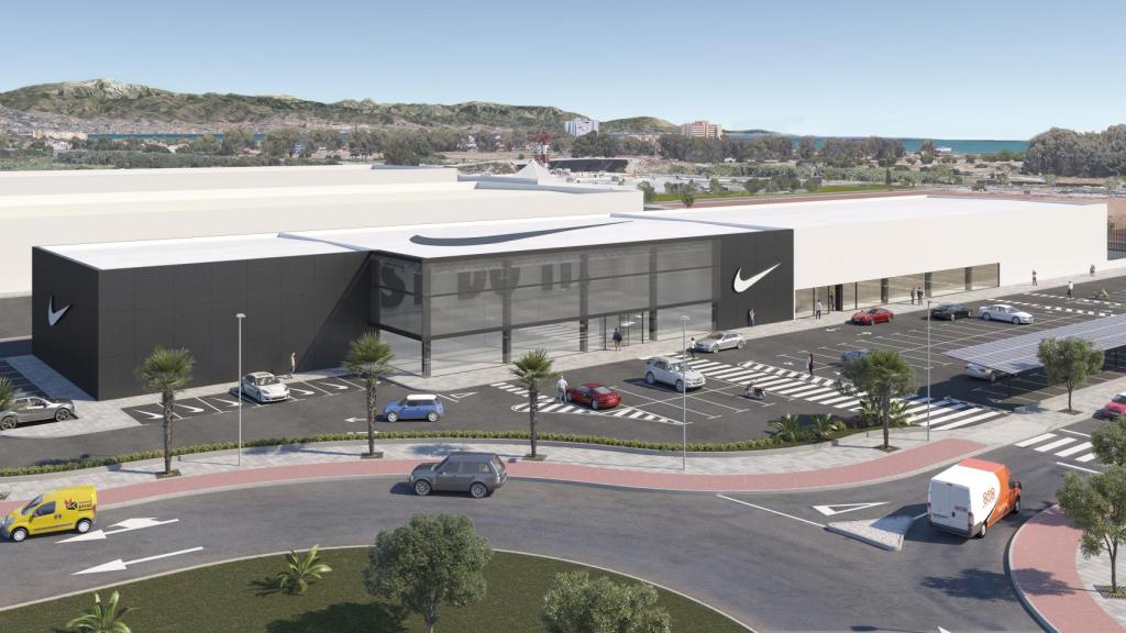 Infografía de la nueva tienda Nike proyectada junto al Plaza Mayor de Málaga.