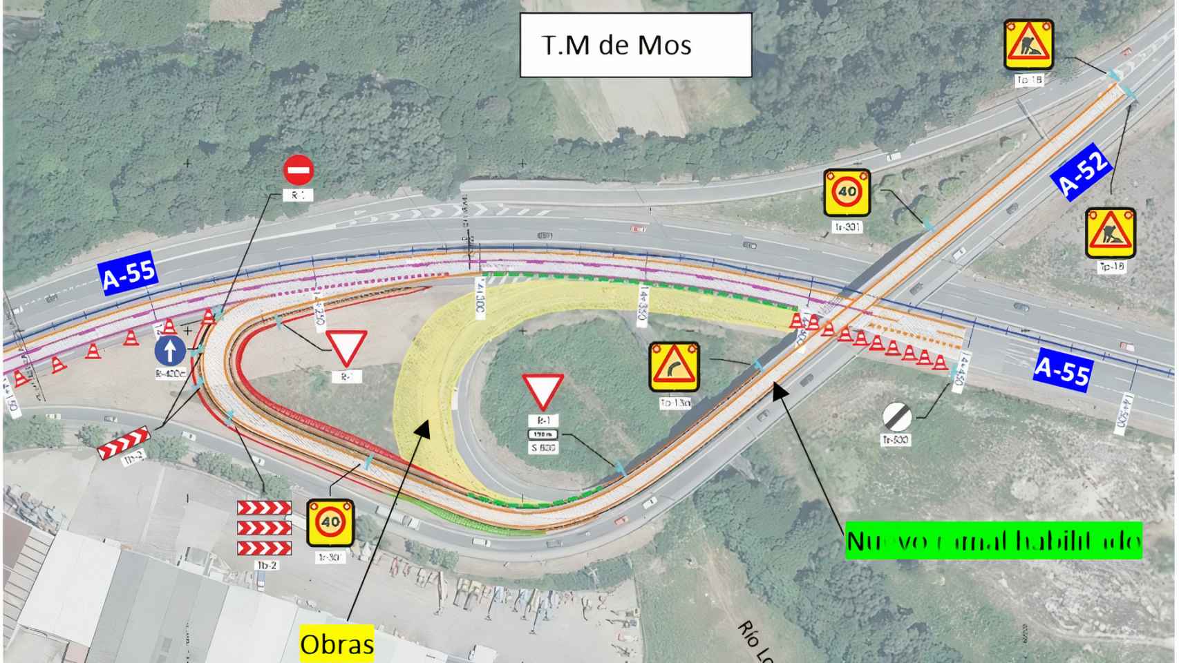 Afectación al tráfico en la A-55 a su paso por Mos (Pontevedra).