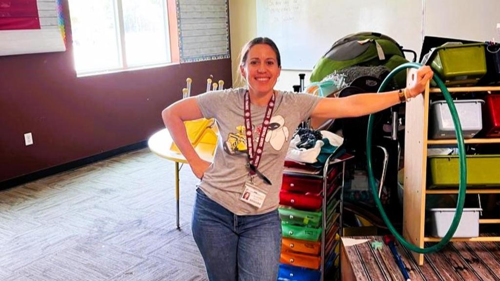 Eva Sánchez, en su colegio de Estados Unidos.