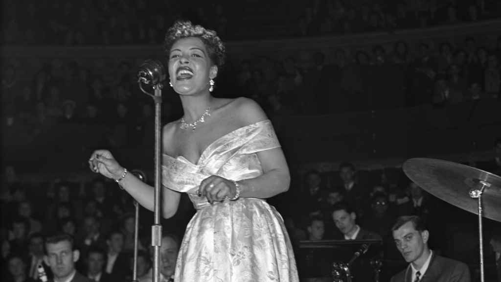 Billie Holiday en el  Albert Hall, Inglaterra, 1954.