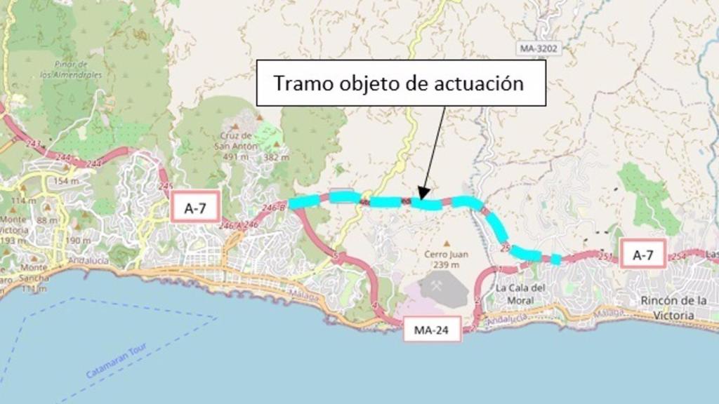 Tramo de A-7 donde el Gobierno llevará a cabo rehabilitación del firme.