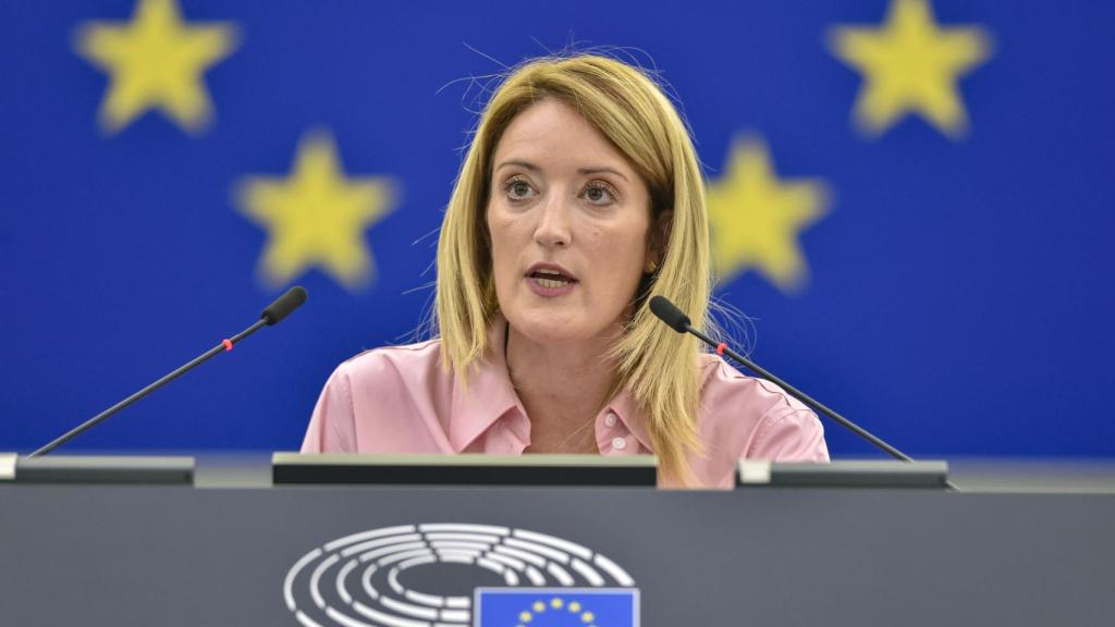 La presidenta del Parlamento Europeo y candidata a la reelección, Roberta Metsola.
