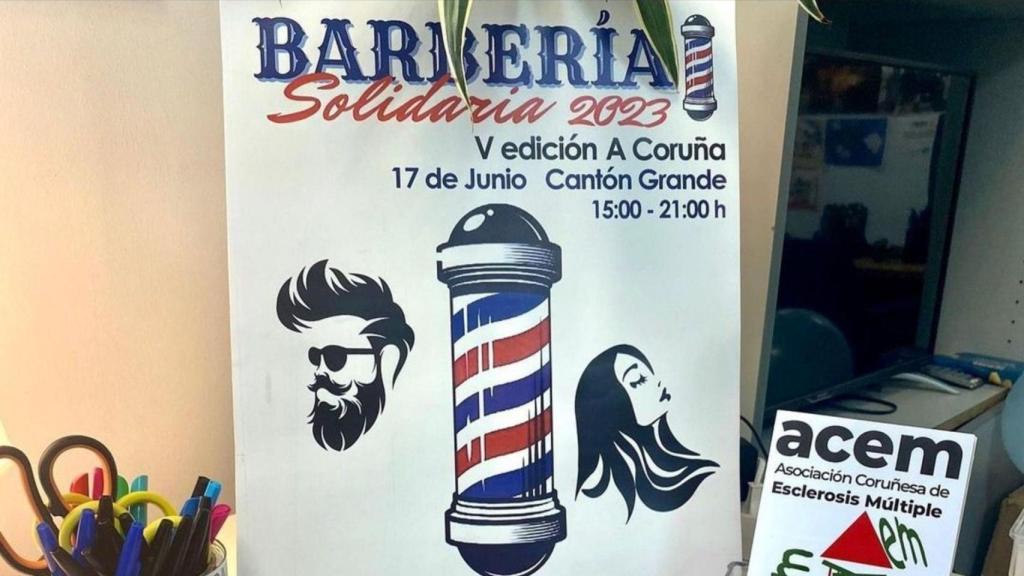 Barbería solidaria en el Cantón Grande de A Coruña por la Esclerosis Múltiple