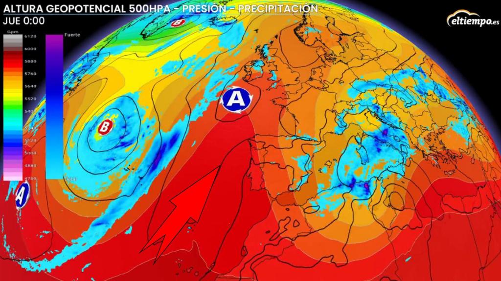 Las masas de aire cálido que afectarán a la Península. El tiempo.es