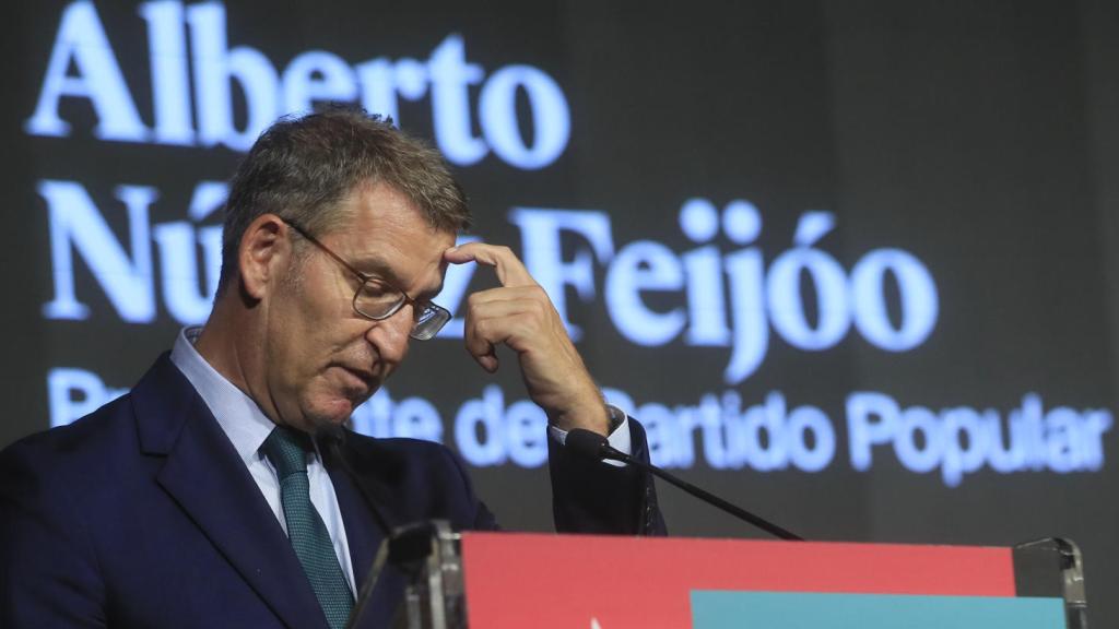 Alberto Núñez Feijóo, líder del PP, en un acto este jueves en Madrid.