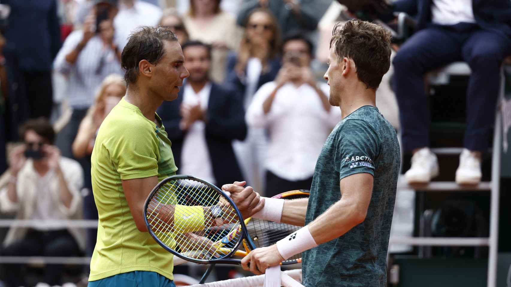 Rafa Nadal y Casper Ruud, tras la final de Roland Garros 2022