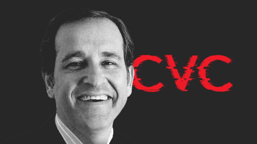 Montaje con la única fotografía oficial que existe de Javier de Jaime, máximo responsable de CVC en España, junto al logo de la firma.