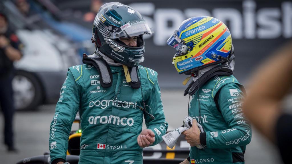 Lance Stroll y Fernando Alonso, durante el Gran Premio de España de la F1 2023