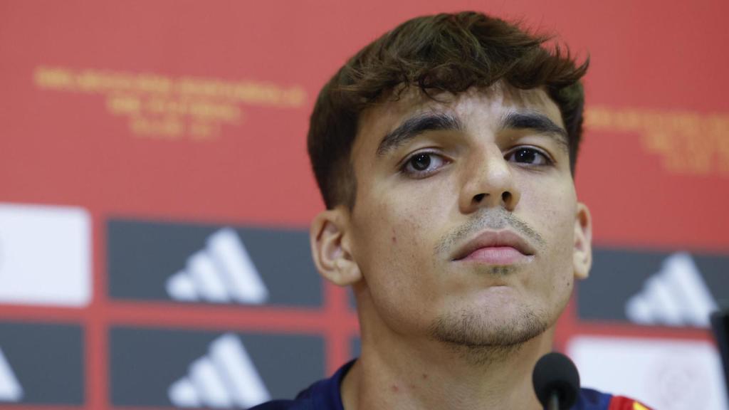 Gabri Veiga, en rueda de prensa con la selección española de fútbol sub21