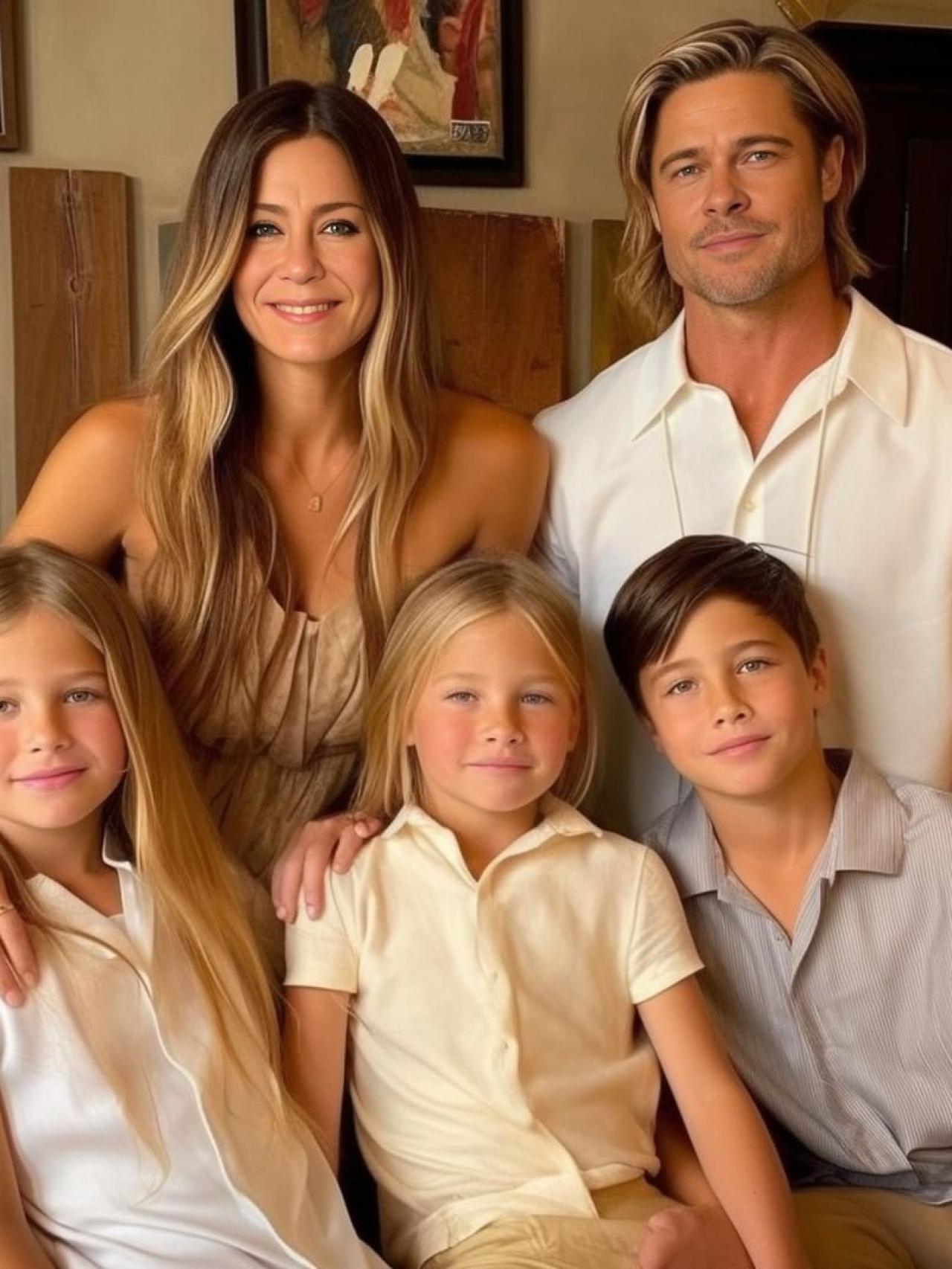 Así serían los hijos de Brad Pitt y Jennifer Aniston y de otras parejas de  Hollywood si no hubieran roto