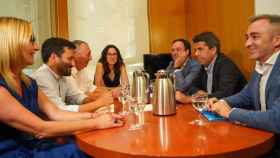Amigó, Marzá, Baldoví y Mas, la delegación de Compromís en el encuentro con Carlos Mazón (PP). EE