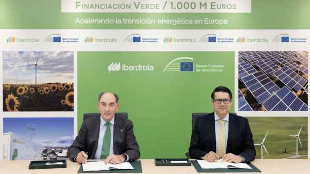 Vicepresidente del Banco Europeo de Inversiones, Ricardo Mourinho Félix, y el presidente de Iberdrola, Ignacio Sánchez Galán.