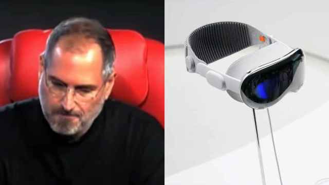 Steve Jobs en un montaje con la Vision Pro.