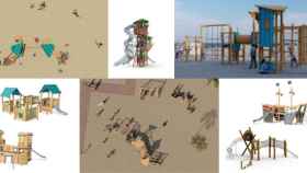 Los diferentes modelos de juegos infantiles propuestos para las playas de Alicante.