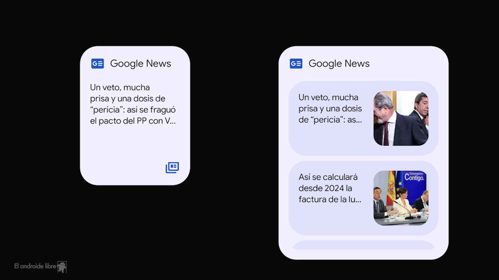 Nuevos widgets de Google Noticias