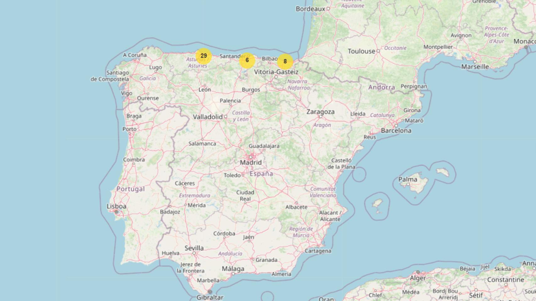 Alertas de 'Aedes japonicus' en España.