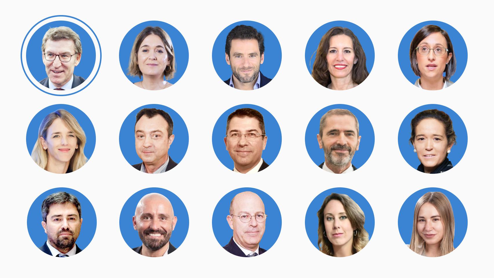 Los 15 primeros candidatos de las listas del Partido Popular por Madrid de cara el 23-J.