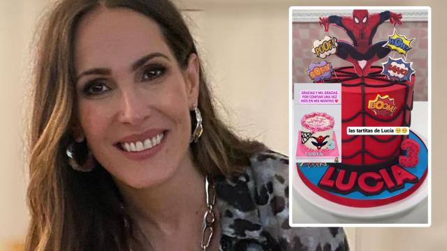 La cantante Malú junto a las dos tartas de cumpleaños de su hija Lucía en un montaje de EL ESPAÑOL.