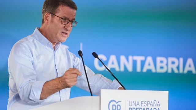 Alberto Núñez feijóo, este miércoles durante su intervención ante la Junta Directiva del PP de Cantabria.