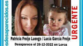Patricia Freije, junto a su hija, Lucía, de 1 año, en la alerta lanzada por SOS Desaparecidos.