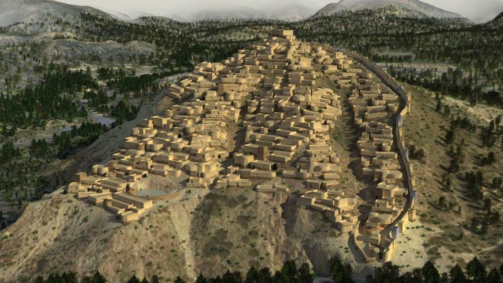 El yacimiento argárico de La Bastida, según una reconstrucción en 3D realizada por Daniel Méndez-Revives.