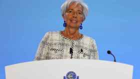 La presidenta Christine Lagarde, durante la rueda de prensa de este jueves en Fráncfort